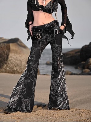 Escape from the Wilderness Punk Style Denim Flared Long Pants by Bloody Supply (BSY140E)